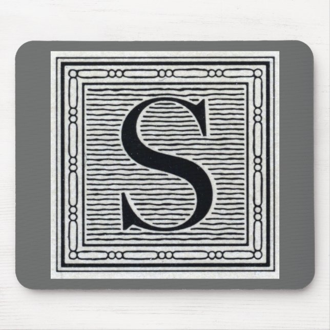 Blockbuchstabe "S" Holzschnitt Holzblock-Urschrift Mousepad (Vorne)