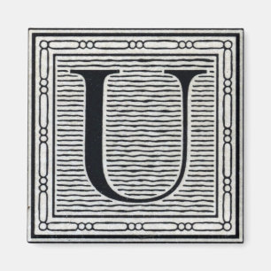 Blockbuchstabe "U" Holzschnitt Initiale Magnet