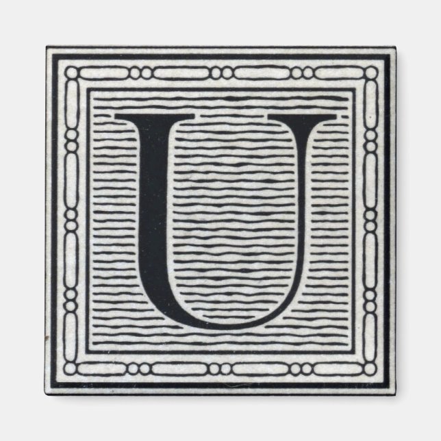 Blockbuchstabe "U" Holzschnitt Initiale Magnet (Vorne)