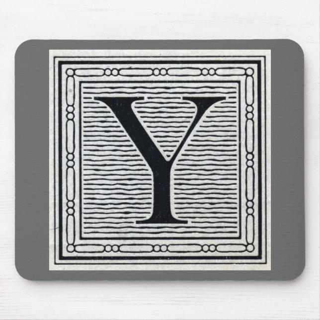 Blockbuchstabe "Y" Holzschnitt Holzblock-Urschrift Mousepad (Vorne)