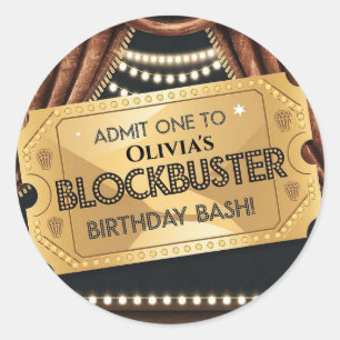 Blockbuster Movie-Themed Geburtstagsdesign Runder Aufkleber
