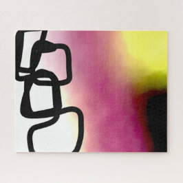 Blockchain: Abstrakt rosa, gelb, schwarz und weiß Puzzle