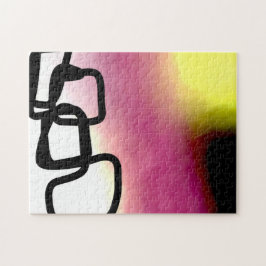 Blockchain: Abstrakt rosa, gelb, schwarz und weiß Puzzle