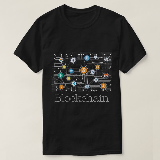 Blockchain Network Crypto Design T-Shirt (Design vorne)