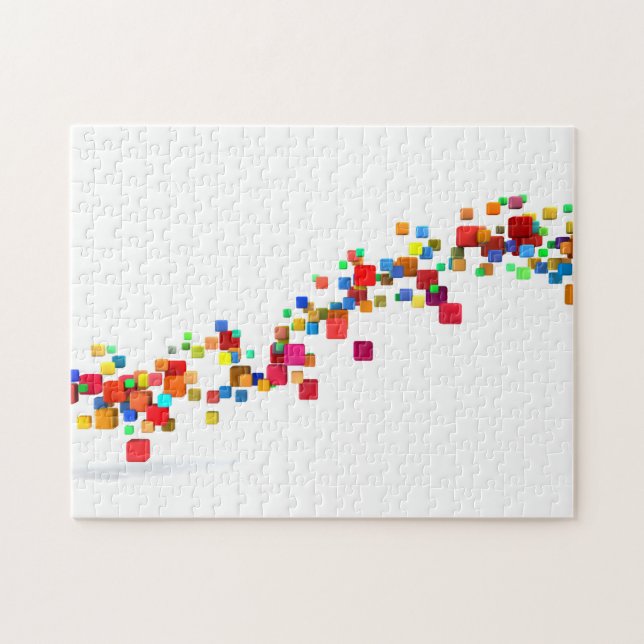 Blockchain Technologie als kreatives Geschäft Puzzle (Horizontal)