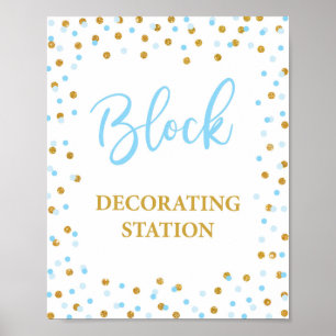 Blockdekorationsstation Babyduschzeichen Poster