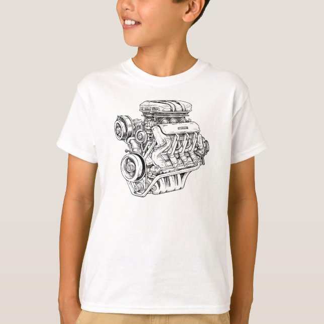 Blockdiagramm des Vintagen Motors - Männerwagen T-Shirt (Vorderseite)