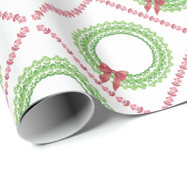 Blockdruck-Blumenkranz-Geschenkpapier Geschenkpapier (Rolleneckpunkt)
