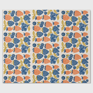 Blockdruck-Fruchtkunst - Retro-Beeren-Botanik Geschenkpapier