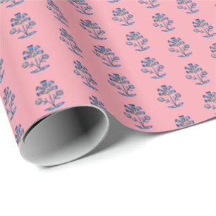 Blockdruck-Lotusblume Geschenkpapier