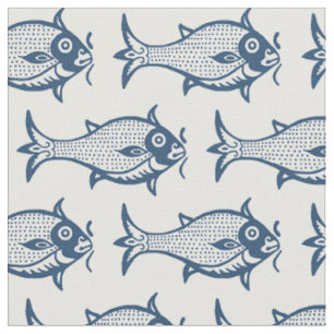 Blockdruck mittelalterlicher Fisch Stoff