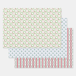 Blockdruck-Weihnachten Geschenkpapier Set