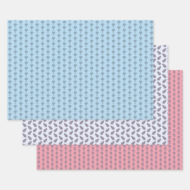 Blockdruck-Wrap-Papier Geschenkpapier Set (Set)