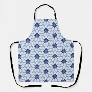 Blockdruckgebundene Blume blau Schürze