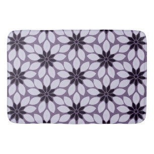 Blockdruckgebundene Blume lila Badematte