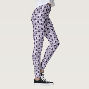 Blockdruckgebundene Blume lila Leggings