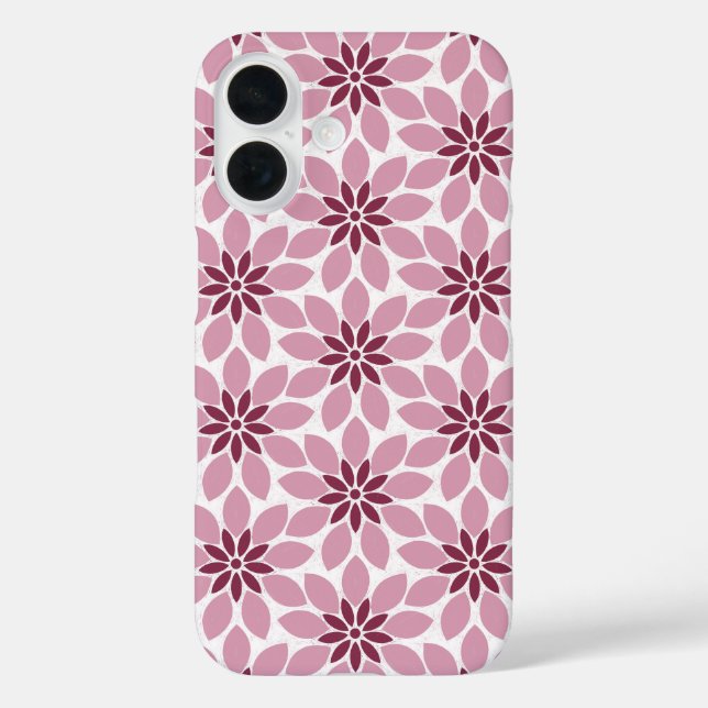 Blockdruckgebundene Blume rosa Case-Mate iPhone Hülle (Rückseite)