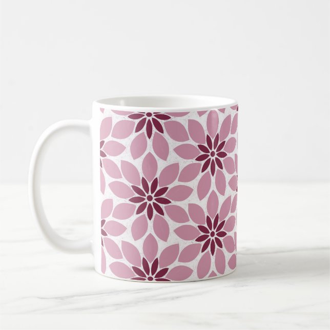 Blockdruckgebundene Blume rosa Kaffeetasse (Links)