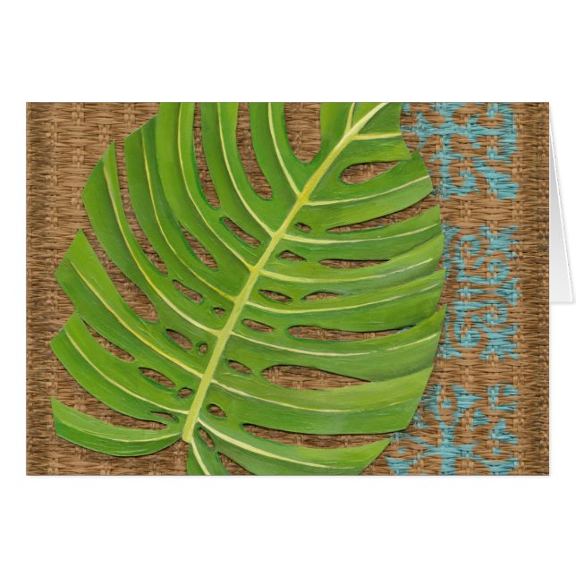 Blockdruckpalme auf Wicker-Hintergrund (Vorderseite (Horizontal))