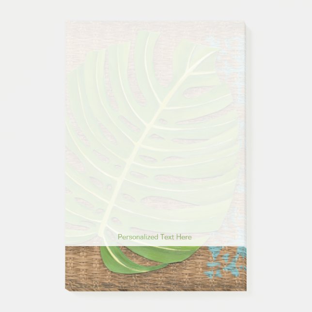 Blockdruckpalme auf Wicker-Hintergrund Post-it Klebezettel (Vorderseite)