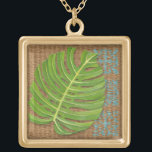 Blockdruckpalme auf Wicker-Hintergrund Vergoldete Kette<br><div class="desc">Chariklia Zarris schuf dieses Stück Blockdruckpalme. Der braune Korbhintergrund sorgt für ein erdgeschmackvolles Ambiente für die Palmenblätter bis zur Erholung. Wenn Sie Ihre eigene Palme nicht besitzen können,  ist das das Beste!</div>