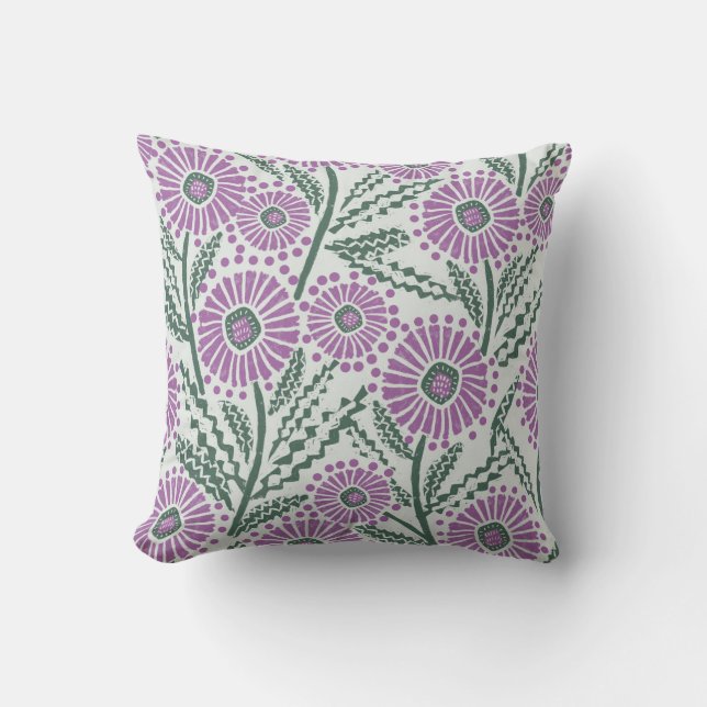 Blockdruckzirkular-Blumendesign Kissen (Vorderseite)