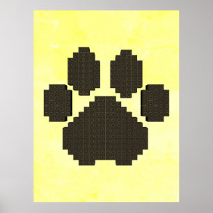Blöcke aus schwarzem Dog Pawprint Gebäude gestört Poster