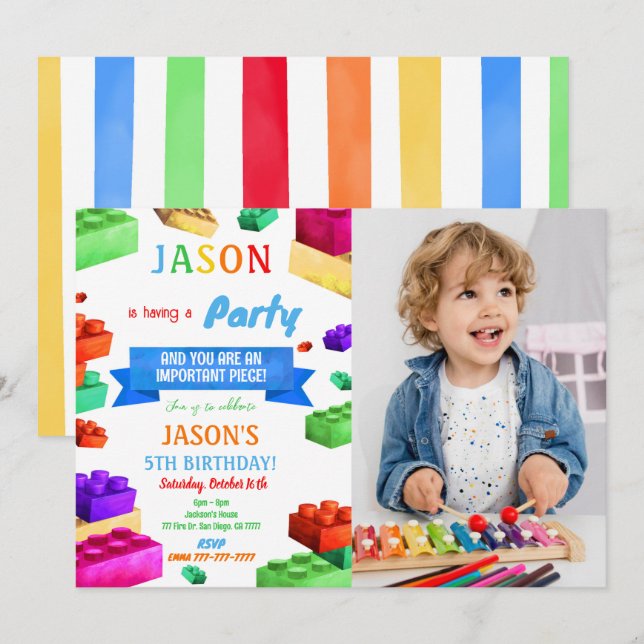 Blockeinladung von Fotos Einladung (Vorne/Hinten)