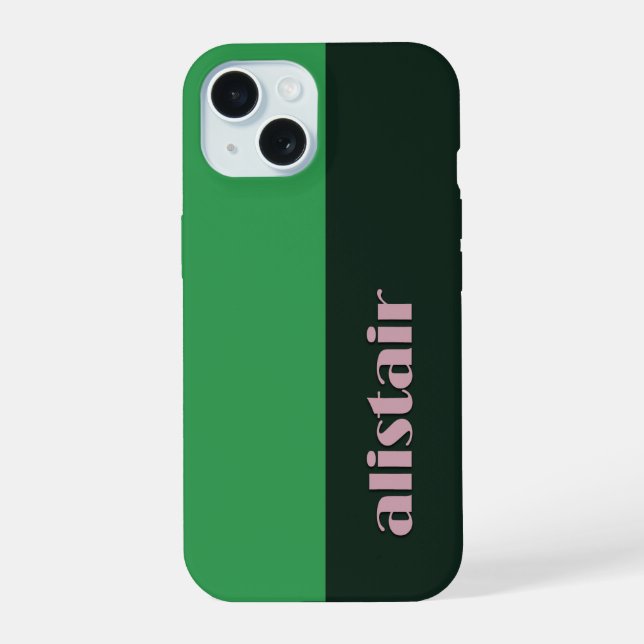 Blockfarben mit Personalisierung iPhone 15 Hülle (Rückseite)