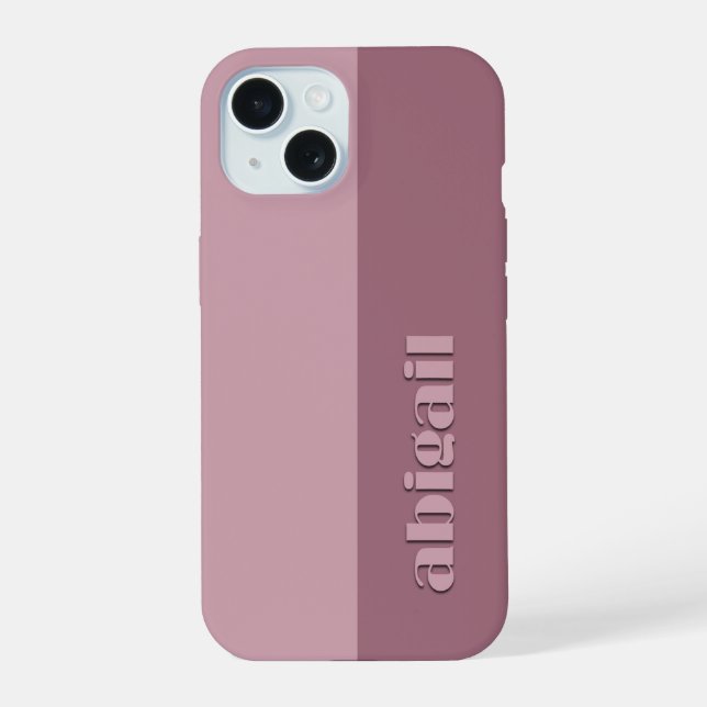 Blockfarben mit Personalisierung iPhone 15 Hülle (Rückseite)
