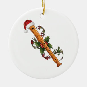 Blockflöteninstrument Weihnachtsmann Hut Weihnacht Keramik Ornament