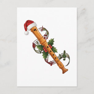 Blockflöteninstrument Weihnachtsmann Hut Weihnacht Postkarte