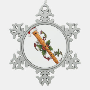 Blockflöteninstrument Weihnachtsmannhut Weihnachte Schneeflocken Zinn-Ornament