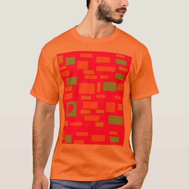 Blockformen Kalkgrün und orange T-Shirt (Vorderseite)