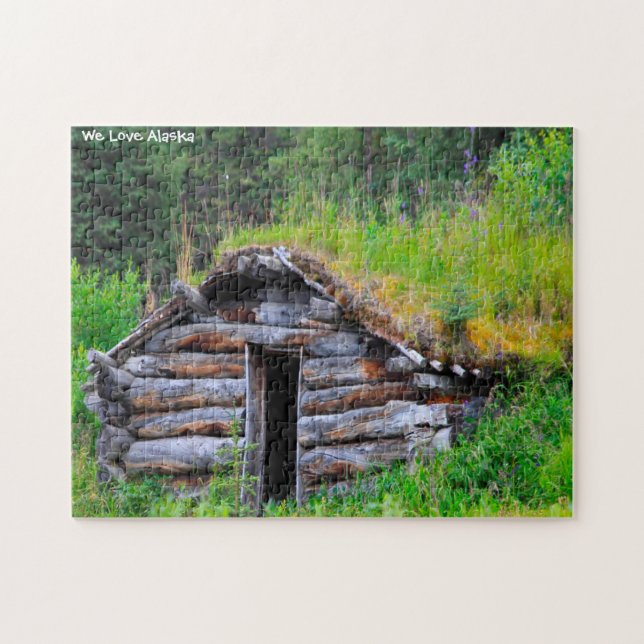 Blockhütte Alaska. Puzzle (Horizontal)