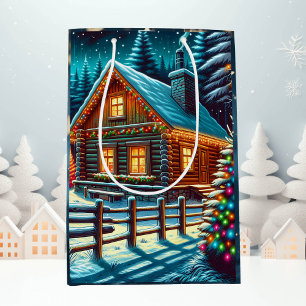 Blockhütte am Heiligabend Mittlere Geschenktüte