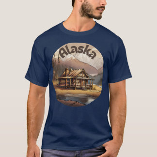 Blockhütte in Alaskan Berge TShirt