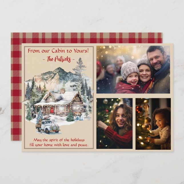 Blockhütte in den Bergen Weihnachten 3 Foto (Vorne/Hinten)