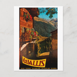 Blockhütte in Wallis, Schweiz Postkarte