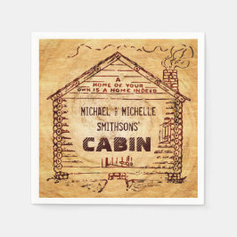 Blockhütte Personalisierte Imitate Holz Serviette