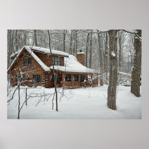 Blockhütte Winterposter Poster