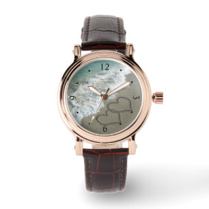 Blockierte Herzen am Strand Armbanduhr