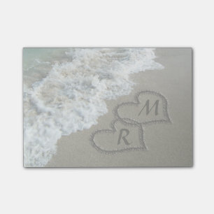 Blockierte Herzen am Strand Post-it Klebezettel