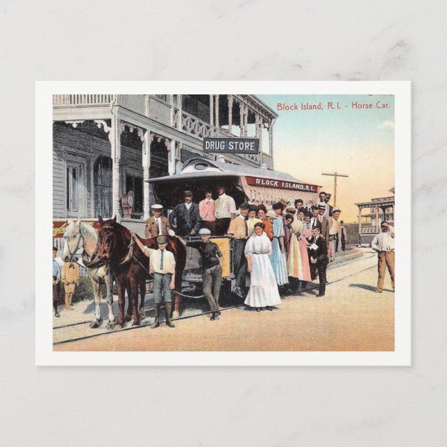 Blockinsel, Rhode Island, Trolley View Vintag Postkarte (Vorderseite)