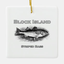 Blockinsel Vintag gestreiftes Bass-Logo Keramik Ornament