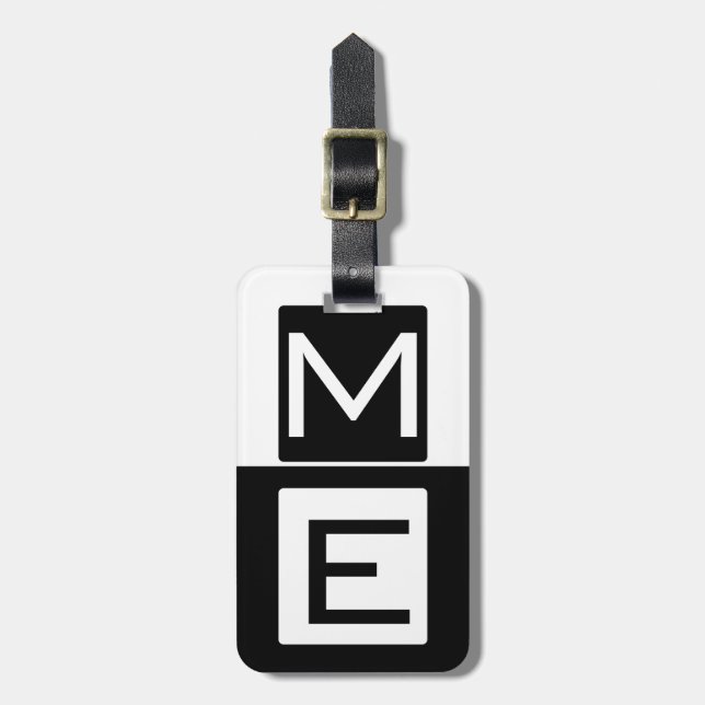 Blockkopf Mit Monogramm Gepäckanhänger (Vorderseite vertikal)
