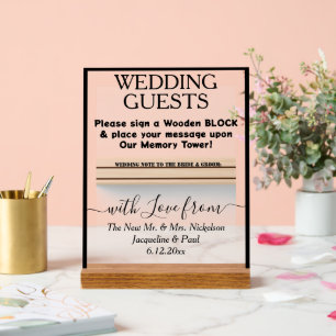 Blocknamen aus Holz schwarz Clear Acrylschild