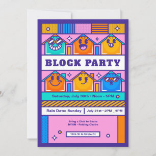 Blockparty-Häuser Einladung