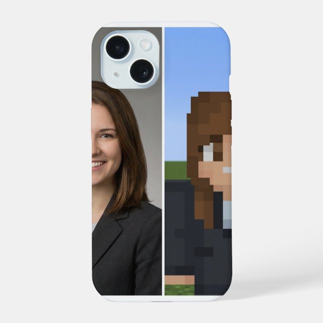 BlockPix Minecraft Charakter Handyhülle iPhone 15 Hülle (Rückseite)