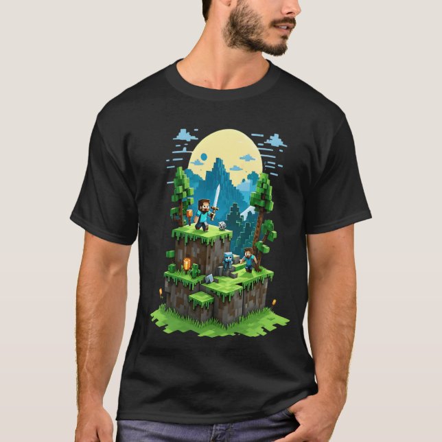 BlockQuest Adventures - Pixel Art Gamer T - Shirt (Vorderseite)